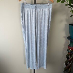 Paris Hilton Velvet Velour Track Lounge Pants Embellished Rhinestones Baby Blue